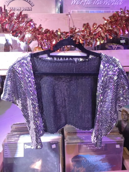Silver Sequin Vest Top