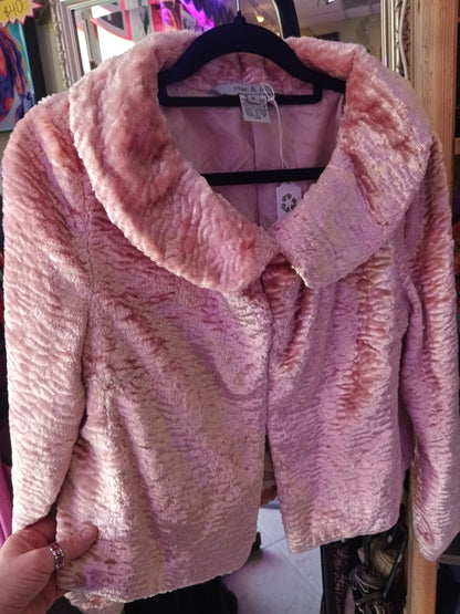 Mac & Jac Size 6 Pink Faux Fur Short Coat
