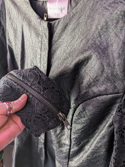 Romeo & Juliet Couture Small Black Faux Leather & Lace Jacket