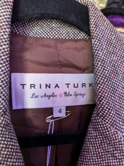 Trina Turk Size 4 button down belted blazer