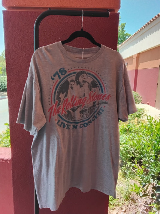 The Rolling Stones Vintage '78 Live in Concert Band T-Shirt Gray XL