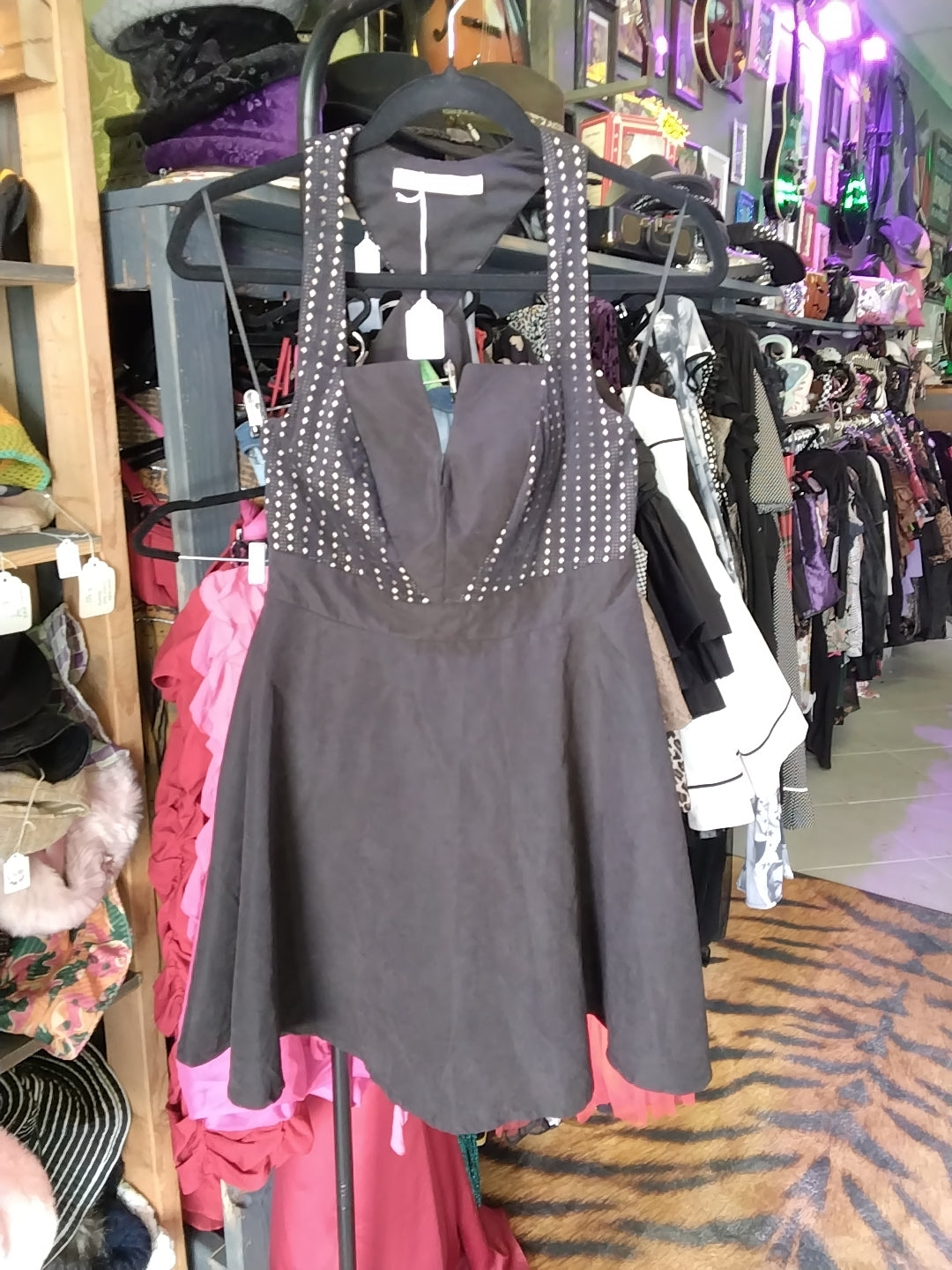 Blossom Black Velvet Open Strappy Back Size 10