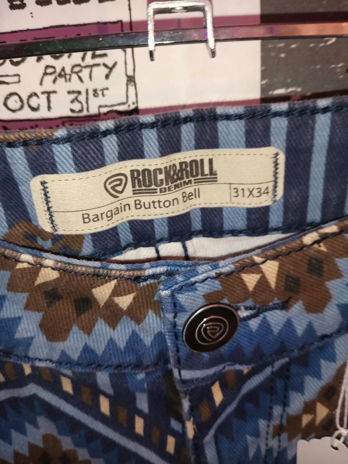 Rock & Roll Denim 21/34 Aztec Flare Jeans