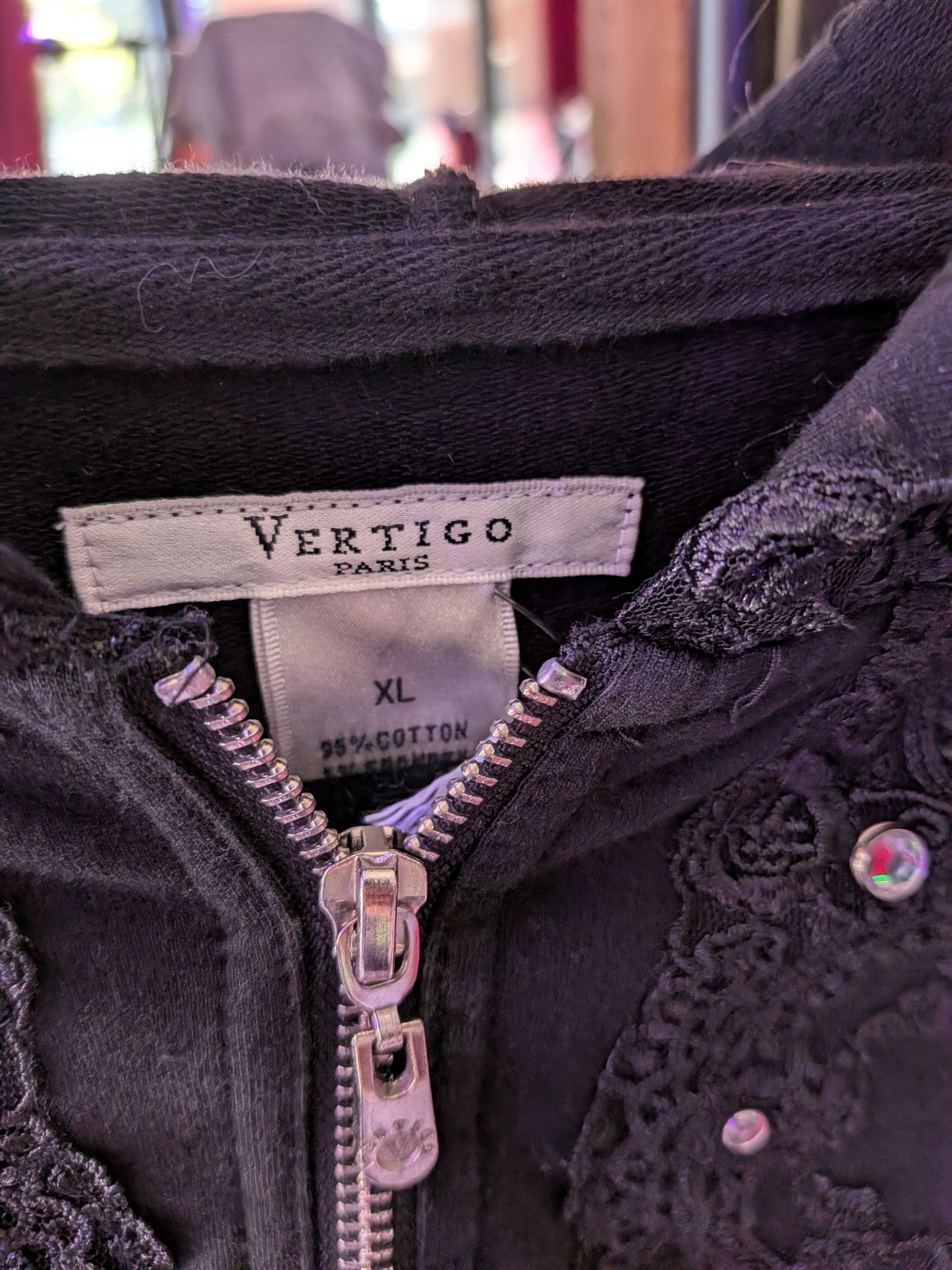 Vertigo Paris XL Missing Bling As Is Lace Gothic Hoodie