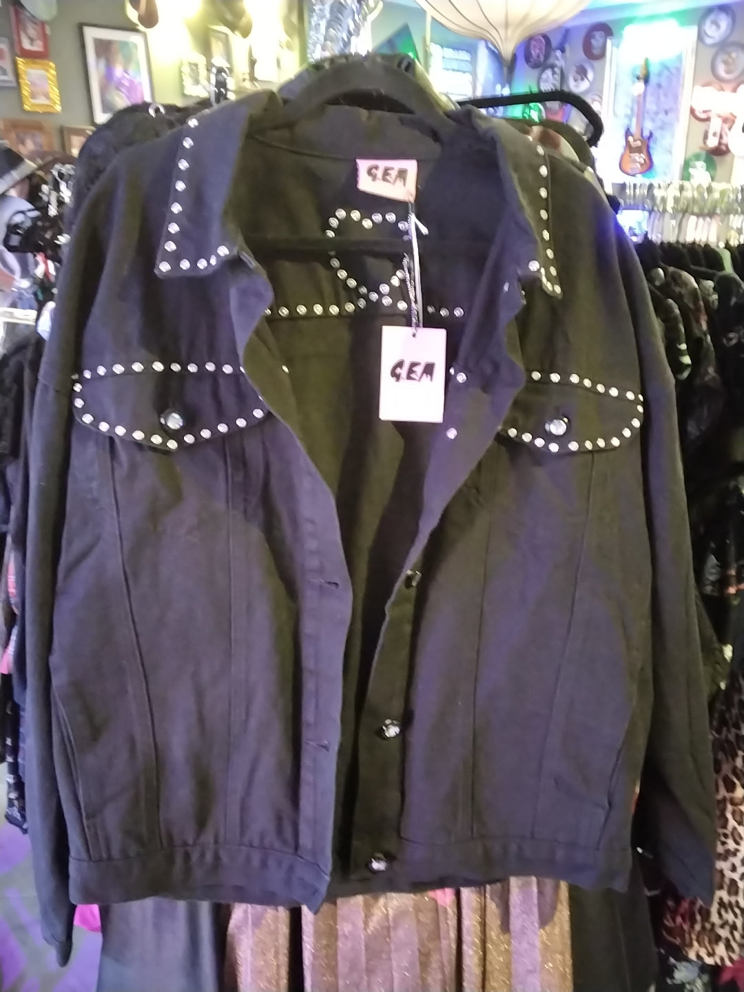 GEM Black Studded Denim Jacket