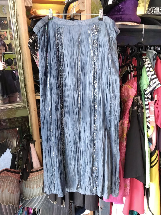 New Chico's blue beaded maxi skirt.