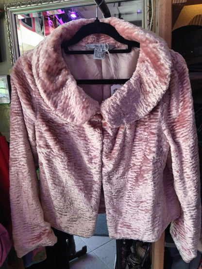 Mac & Jac Size 6 Pink Faux Fur Short Coat