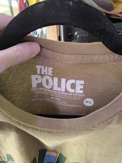 The Police North American Tour Cropped Band T-Shirt Brown M/L New With Tags