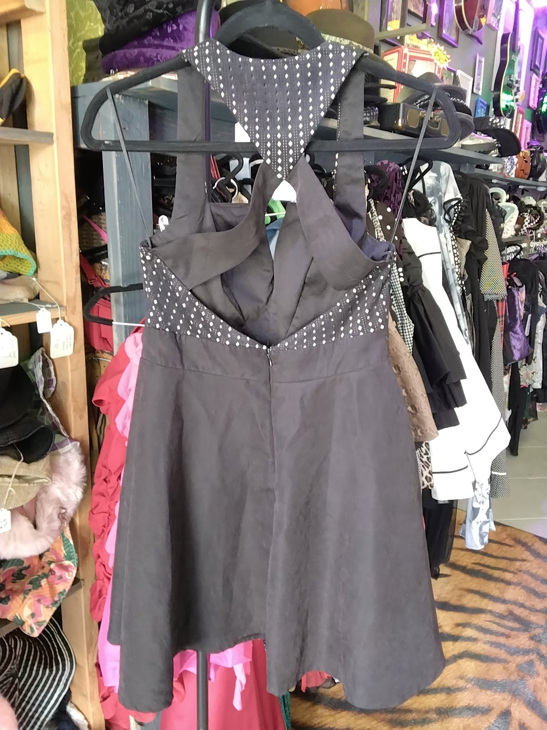 Blossom Black Velvet Open Strappy Back Size 10