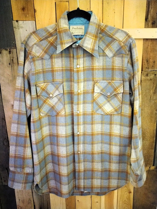 Vintage Pendleton Long Sleeve Flannel Western Men's Snap Front Shirt Size Medium