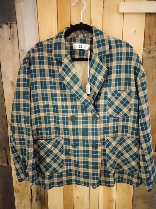 Women's Plaid Double Breasted Coat Size XXL