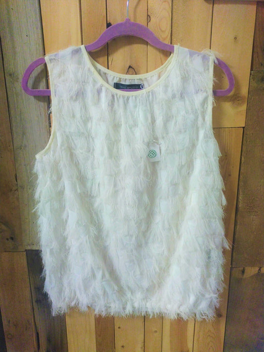 Max Studio London Feathered Tank Blouse Women's Size XL