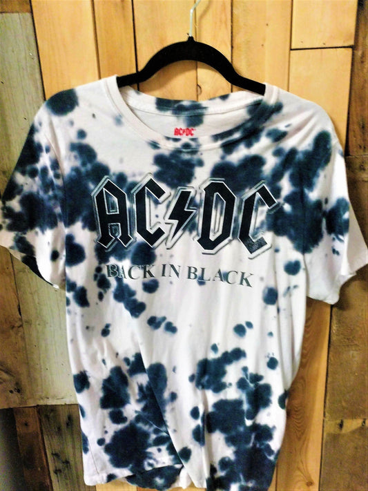 ACDC Back in Black Tie Die Tee Shirt Size Medium