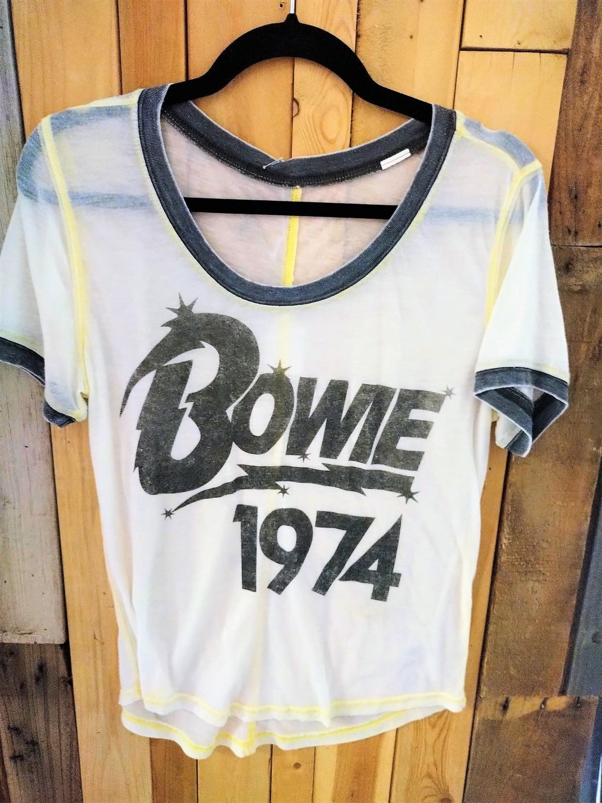 Bowie 1974 Women's Sheer Tee Shirt Size Large
