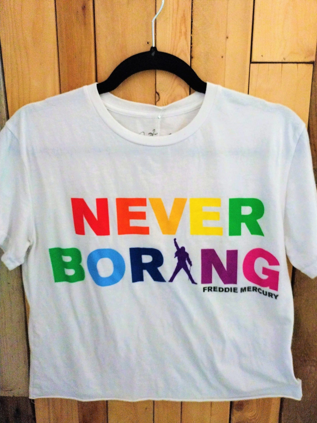 Freddie Mercury "Never Boring" official merch Crop Tee Shirt Women's Medium