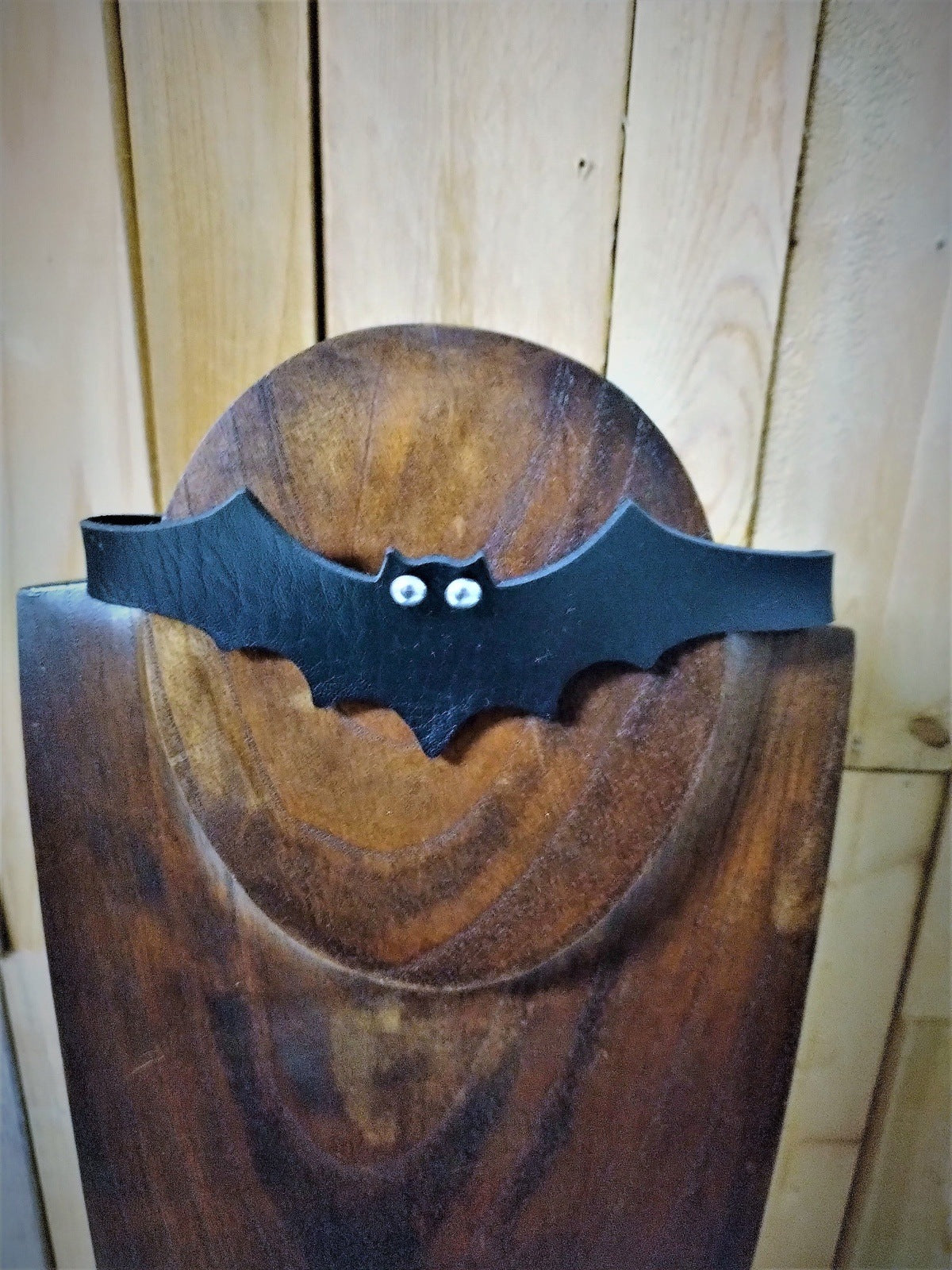 Black Vegan Leather Bat Choker with Studs for Eyes