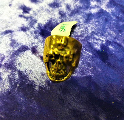 Gold Skull Ring Skull Eyes size 9