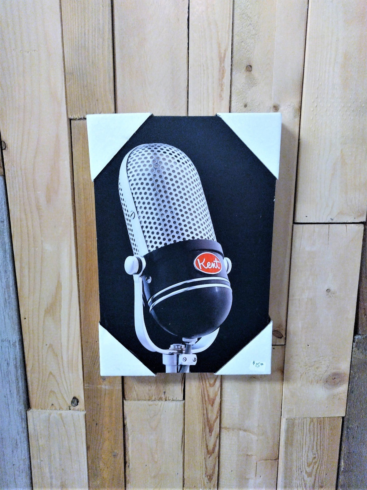 Kent Microphone Framed Canvas Wall Art 12X8