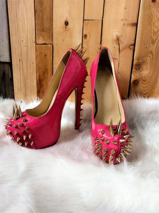 Pink with Spikes Size 5 with 5.5 inch heel