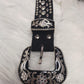 Rhinestone Leather Belt Size Small