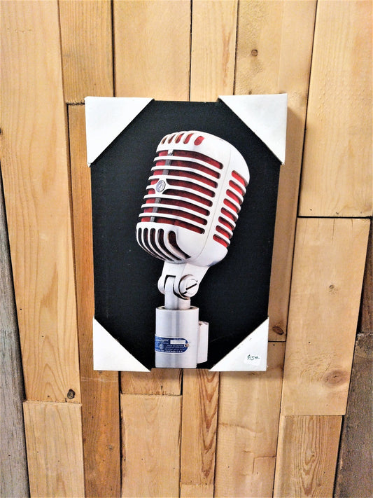 Shure Microphone Framed Canvas Wall Art 12X8