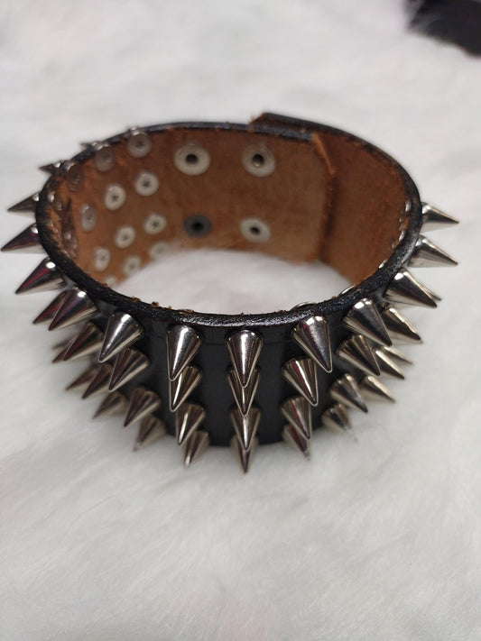 Leather Spiked Punk Rock Cuff
