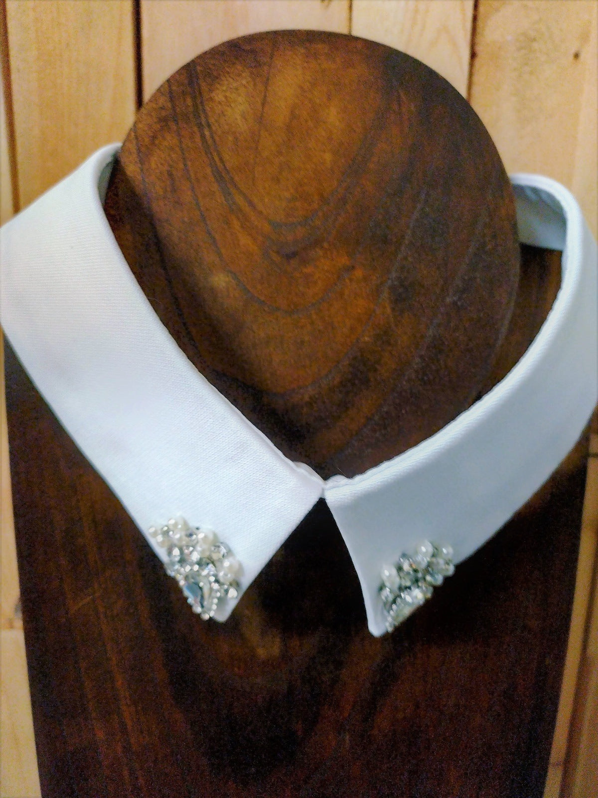 White Dickey Collar with beads and Rhinestones